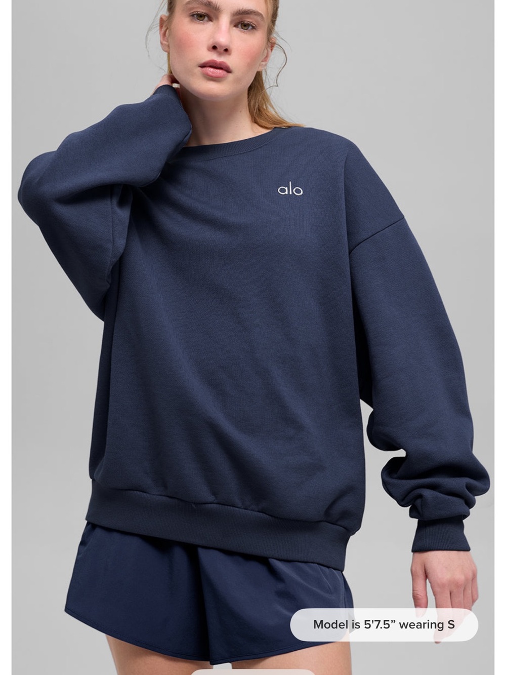Alo Yoga fleece crewneck sweatshirt navy medium